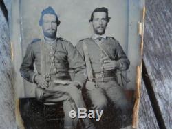SUPERB CONFEDERATE CIVIL WAR SOLDIERS RARE 1/4 PLATE TINTED AMBROTYPE
