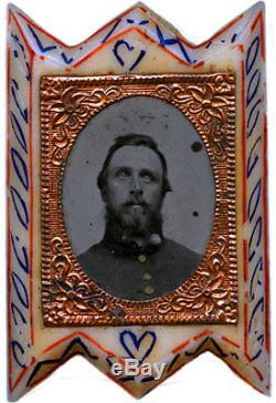 Scrimshaw with Gem Tintype of Civil War Soldier, Folk Art