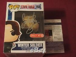 Sebastian Stan SIGNED Winter Soldier 168 civil war Funko Pop JSA COA TARGET LE