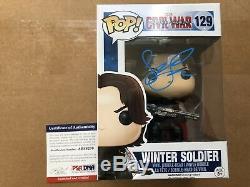 Sebastian Stan Signed Funko Winter Soldier Civil War 129 Autograph PROOF PSA COA