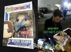 Sebastian Stan signed Winter Soldier funko vinyl pop figure 168 Civil War photo