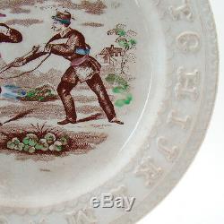 Staffordshire ABC Plate with Civil War Soldiers 1870's