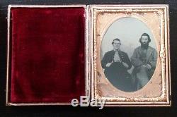 Superb 4th plate civil war tintype of soldier and father