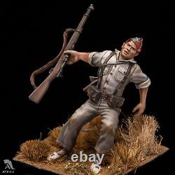The Falling Soldier at Spanish Civil War 54mm Painted Tin Toy Soldier Art