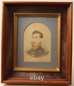 Tinted Salt Photo Portrait Of CIVIL War Soldier In Shadow Box Frame