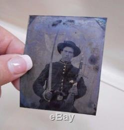 Tintype Civil War Soldier With Rifle