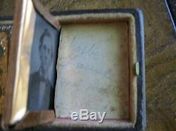 Tintype Gem Civil War Soldier with 3 images in gutta percha case