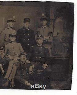 Tintype with 11 Uniformed Soldiers Officers & Non-Coms Civil War