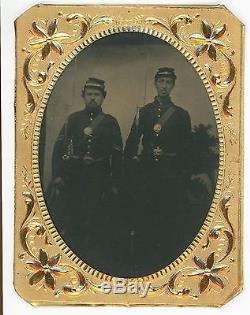 Two Civil War Quarter Plate Tintypes of Union Soldier, 139 New York Infantry