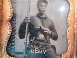 U. S. Civil War Soldier Tin Type Photo in Rare Hard Plastic Style Case