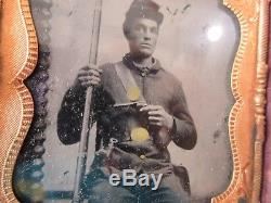 U. S. Civil War Soldier Tin Type Photo in Rare Hard Plastic Style Case