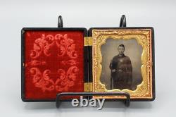US Civil War Tin Type of Soldier in Case. CWP19