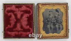 Union Army Officers withSwords & Wives 1860 Civil War union Army Tintype Kepi 8618
