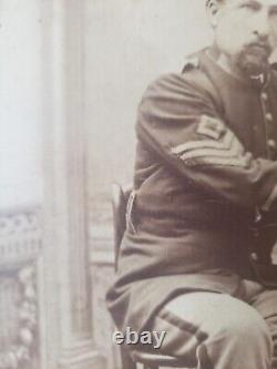 Unique Antique Photograph Civil War Soldier Sergeant At Desk With Newspaper