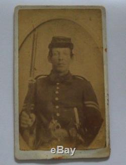 Us CIVIL War CDV Soldier Photo Identified ID Weapons Illinois James Sheahan