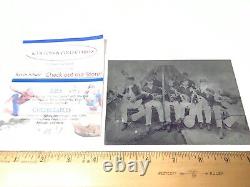 VERY RARE Tin Type Civil War Army Band 9 Soldiers WithInstruments Full Uniform
