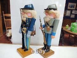 VTG Pair of 14 Tall Handmade Civil War Soldier Nutcrackers by Jack G. Wood