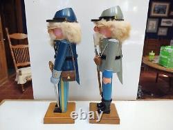 VTG Pair of 14 Tall Handmade Civil War Soldier Nutcrackers by Jack G. Wood