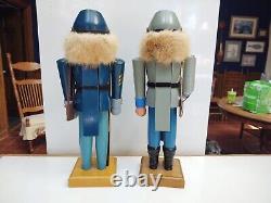 VTG Pair of 14 Tall Handmade Civil War Soldier Nutcrackers by Jack G. Wood