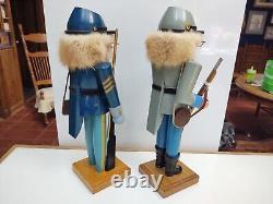 VTG Pair of 14 Tall Handmade Civil War Soldier Nutcrackers by Jack G. Wood