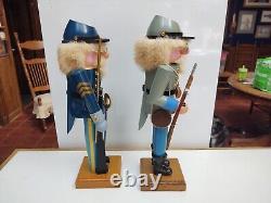 VTG Pair of 14 Tall Handmade Civil War Soldier Nutcrackers by Jack G. Wood