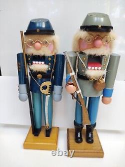 VTG Pair of 14 Tall Handmade Civil War Soldier Nutcrackers by Jack G. Wood