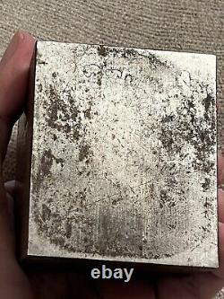 Very Heavy Unusual Antique Civil War Soldier Metal Printing Block Or Stamp