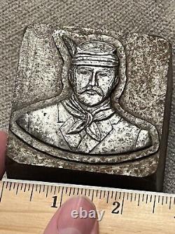 Very Heavy Unusual Antique Civil War Soldier Metal Printing Block Or Stamp