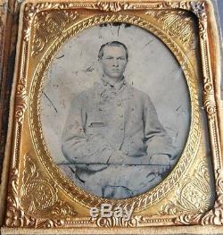 Victorian Civil War 1/6th Plate Ambrotype By Rees Of Young Confederate Soldier