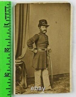 Vintage 1860s Full Unknown Captain Civil War Union Soldier CDV Card Sabre Sword