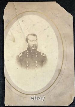 Vintage CIVIL WAR SOLDIER Real Photo in Uniform Beard GENERAL SHERIDAN Oval