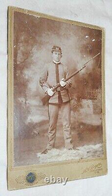 Vintage Cabinet Card of possible Civil War Soldier in Uniform with his Gun WVU