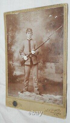 Vintage Cabinet Card of possible Civil War Soldier in Uniform with his Gun WVU