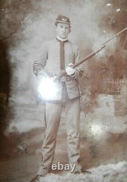 Vintage Cabinet Card of possible Civil War Soldier in Uniform with his Gun WVU