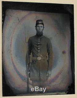 Vintage Civil War Soldier Ambrotype Photograph with Union Case
