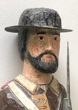 Vintage L Schifferl Hand Carved Wood Painted Folk Art Civil War Soldier Figure