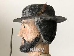 Vintage L Schifferl Hand Carved Wood Painted Folk Art Civil War Soldier Figure