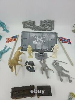Vintage Marx Civil War Union Confederate Plastic Toy Soldiers and Extras