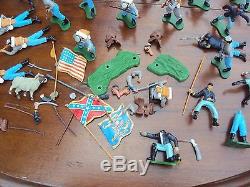 Vintage Mixed Lot 1971 US Civil War Soldiers BRITAINS DEETAIL Wood Fort Horses