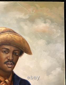 Vintage Original Oil Painting of African American Black Union Civil War Soldier