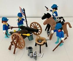 Vintage PLAYMOBIL #3485 US CAVALRY/ SOLDIERS withcannon made in West Germany 1974