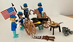 Vintage PLAYMOBIL #3485 US CAVALRY/ SOLDIERS withcannon made in West Germany 1974