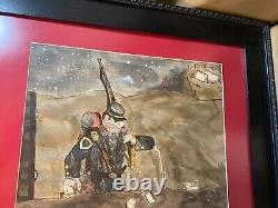 Vintage T Mottla Civil War Soldier Scene Watercolor Signed And Framed