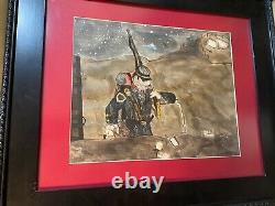 Vintage T Mottla Civil War Soldier Scene Watercolor Signed And Framed