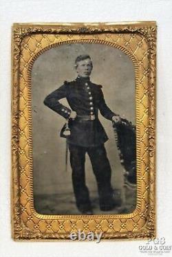 Vintage Tintype Photo Civil War Soldier Rifleman with Sword Daguerreotype 19893