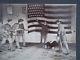 Vintage cabinet cdv photo Civil War uniforms American flag soldiers reinactment