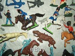 Vintage plastic toy soldiers rev civil war frontiersmen britains marx vtg old