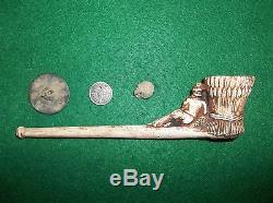 WOUNDED CIVIL WAR SOLDIER EFFIGY PIPE w CONFEDERATE RELICS 1853 SILVER COIN CSA