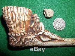 WOUNDED CIVIL WAR SOLDIER EFFIGY PIPE w CONFEDERATE RELICS 1853 SILVER COIN CSA