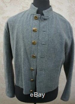 Waterbury CSA Civil War Confederate Soldier Grey Uniform Coat reenactor 44 Large